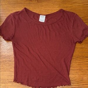 Brandy Melville Maroon Ribbed Crop Top